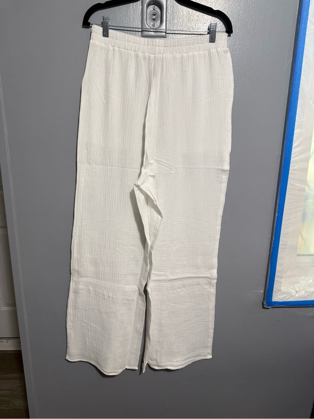 Zenana High-Waist Wide Leg Cotton Pants in Off White - Picture 3 of 3